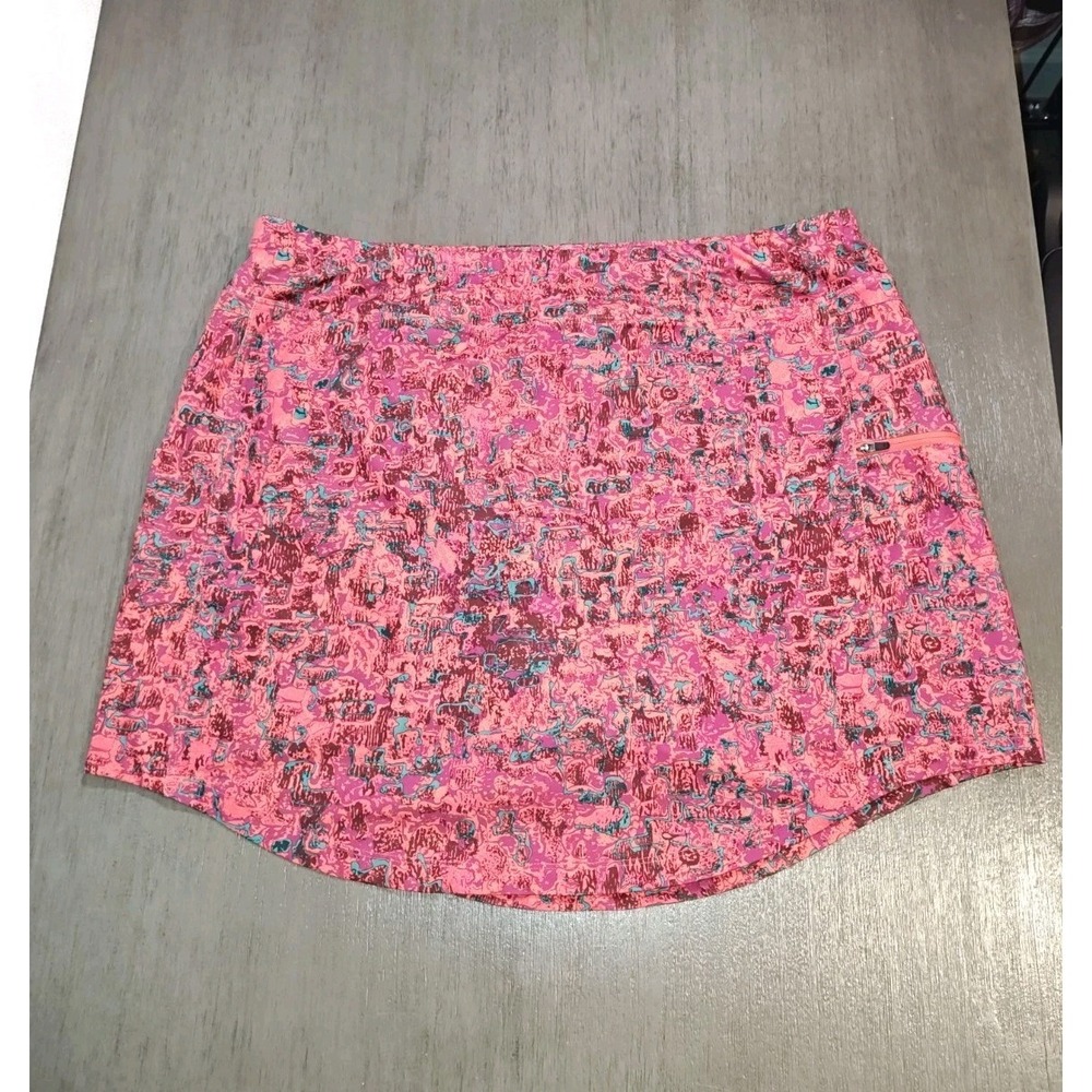 Royal Robbins Woman's XL Trim Fit Skort Pink Print Outdoor Hiking & Golfing